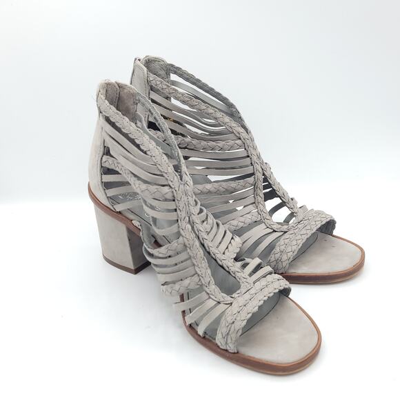 VINCE CAMUTO gray Kestal Leather Heeled Gladiator Sandal women's size 9 - Picture 3 of 10